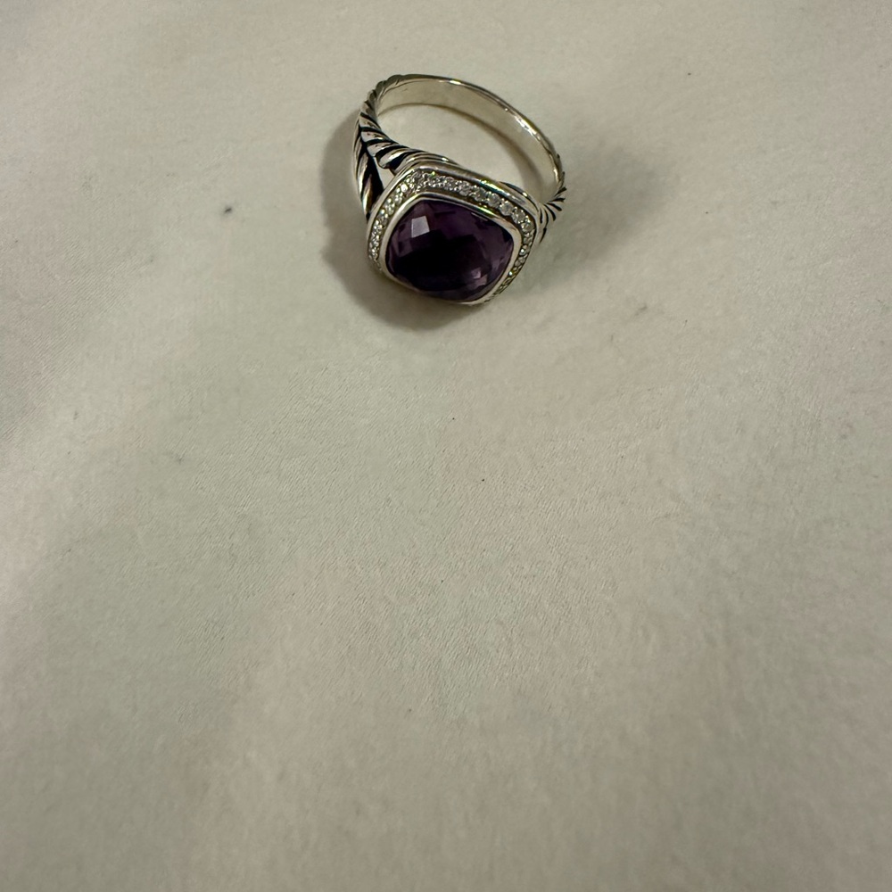 David Yurman Silver and Purple Ring Size 8 - can be resized
